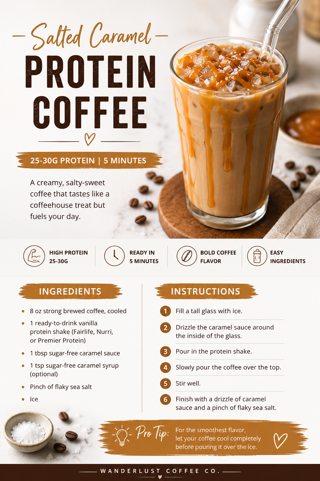 Salted Caramel Protein Coffee Recipe (25g Protein)
